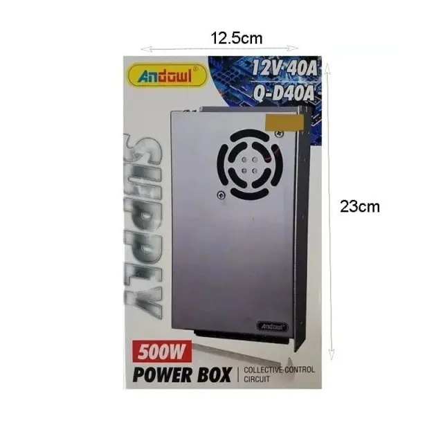 Andowl Τροφοδοτικό LED Ισχύος 500W με Τάση Εξόδου 12V DC 40A Q-D40A - Power Box z744102 3