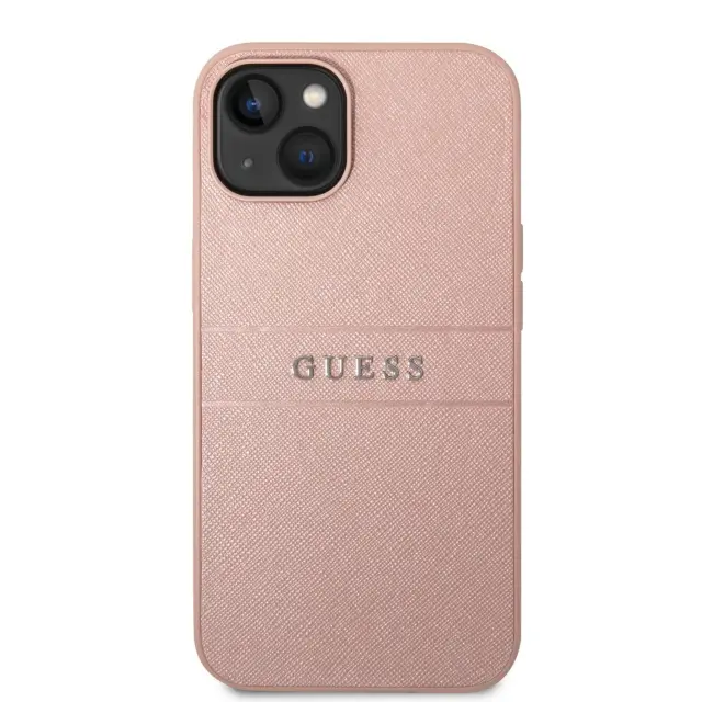 Guess PU Leather Saffiano Case for iPhone 14 Plus Pink 2