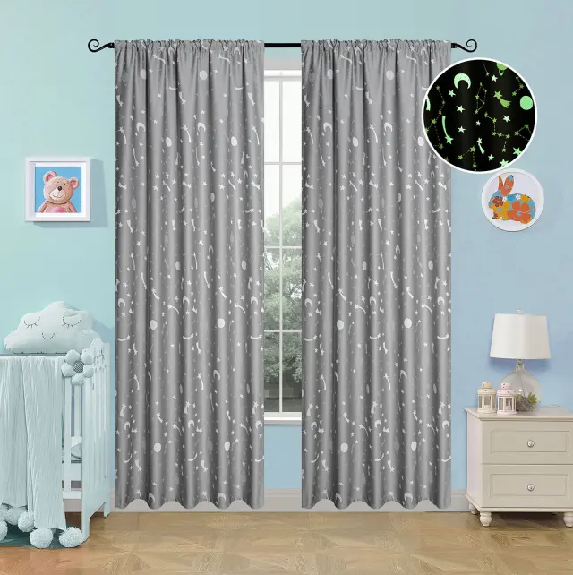 Κουρτίνα Με Τρέσα 140x270 Φωσφοριζέ Beauty Home 6141 Γκρι 100% Πολυέστερ