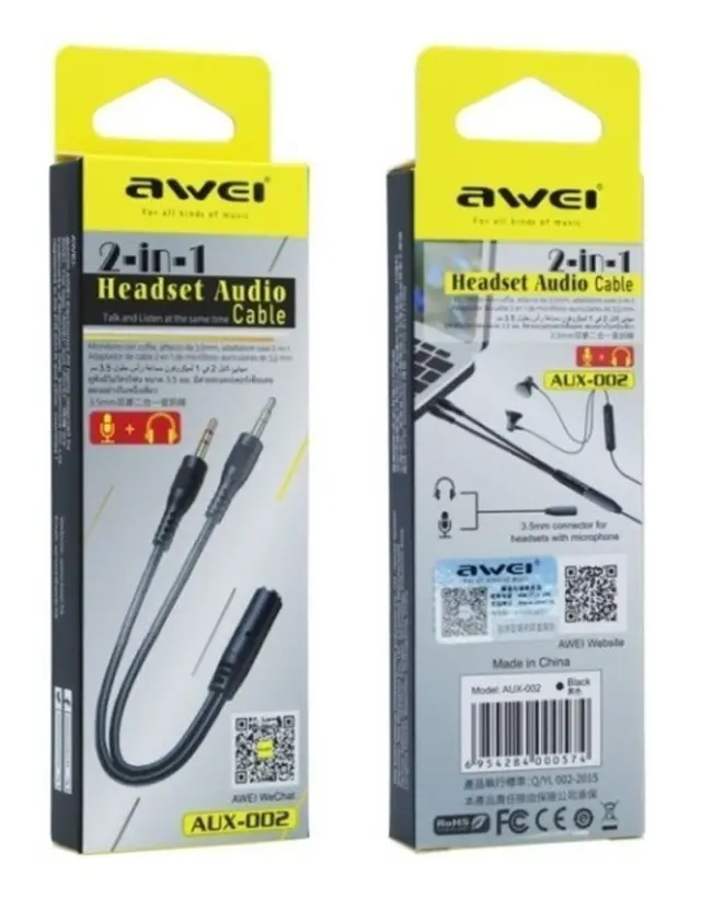 Αντάπτορας Female 3.5mm Jack σε Male Audio & Microphone Jack 3.5mm - AUX-002 - AWEI - 888124 2