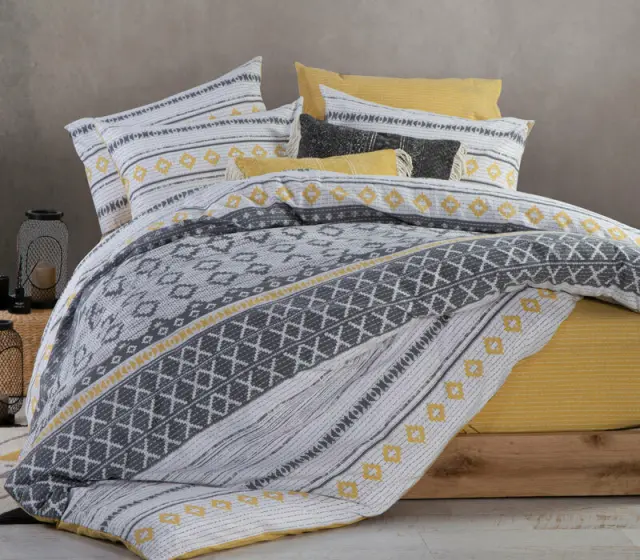 ΣΕΝΤΟΝΙ ΒΑΜΒ.PEREZ ΣΕΤ KING SIZE BLACK/YELLOW 1Χ(270Χ260)-1X(180X200+32)-2Χ(52Χ72+20) - NEF NEF 2