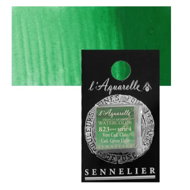 Χρώμα Ακουαρέλας Sennelier l Aquarelle Half Pan - 823 Cadmium Green Light