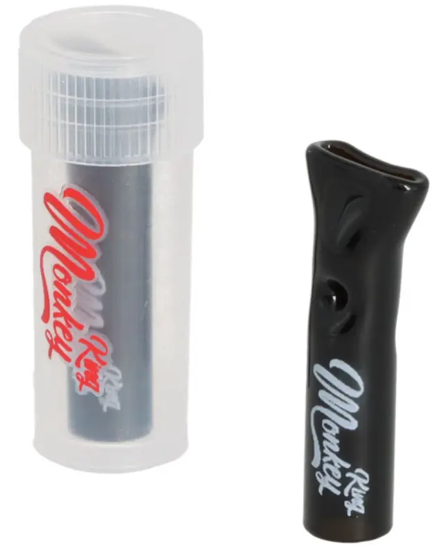 Monkey King Γυάλινη Τζιβάνα Regular 8mm με Πεπλατυσμένο Επιστόμιο - Μαύρη