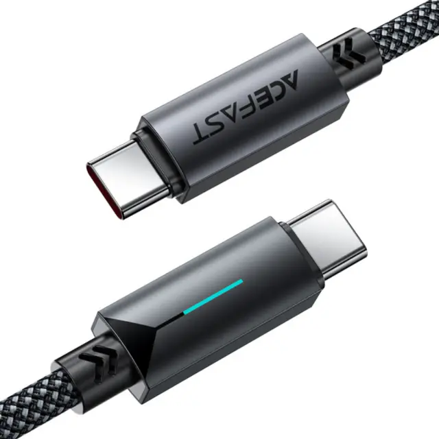 Καλώδιο Acefast C19-03 Μεταλλικό USB-C σε USB-C 60W 3.0A Γρήγορη Φόρτιση USB2.0 με Ένδειξη Φόρτισης Braided Μαύρο 1.2m 3
