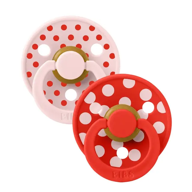 Bibs Colour Πιπίλες Καουτσούκ Studio Polka Blossom/Candy Apple Size3, 2τμχ