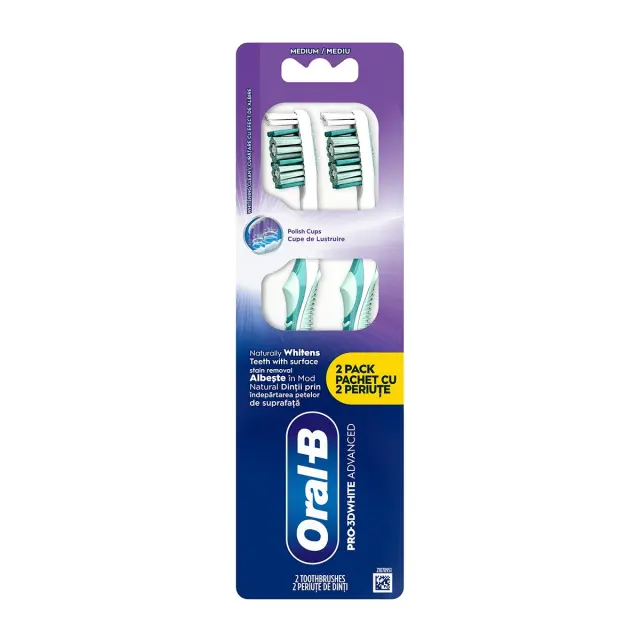 Oral-B Oδοντόβουρτσα Pro 3DWhite Advanced 35 Mέτρια 2 Tεμάχια
