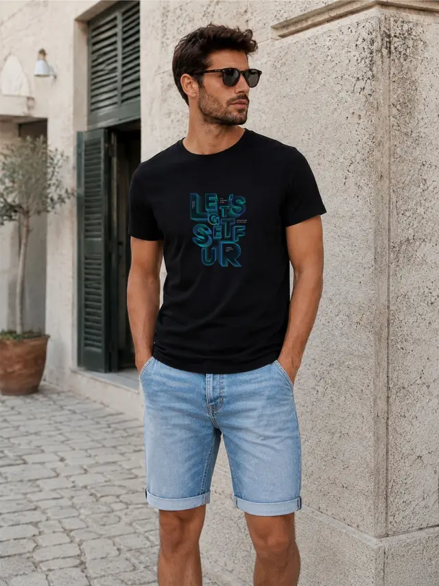 T-shirt Noshame® Μαύρο με τύπωμα - 162614 - XXL