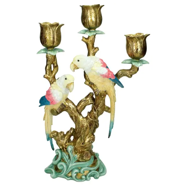 Κηροπήγιο Παπαγάλος Πολύχρωμο Polyresin 23.5x11x38cm