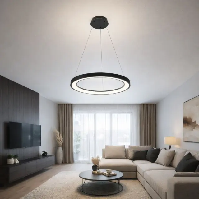 LED Φωτιστικό Οροφής Κρεμαστό ALEXA-P Φ50cm 55Watt CCT Μαύρο VIV005256
