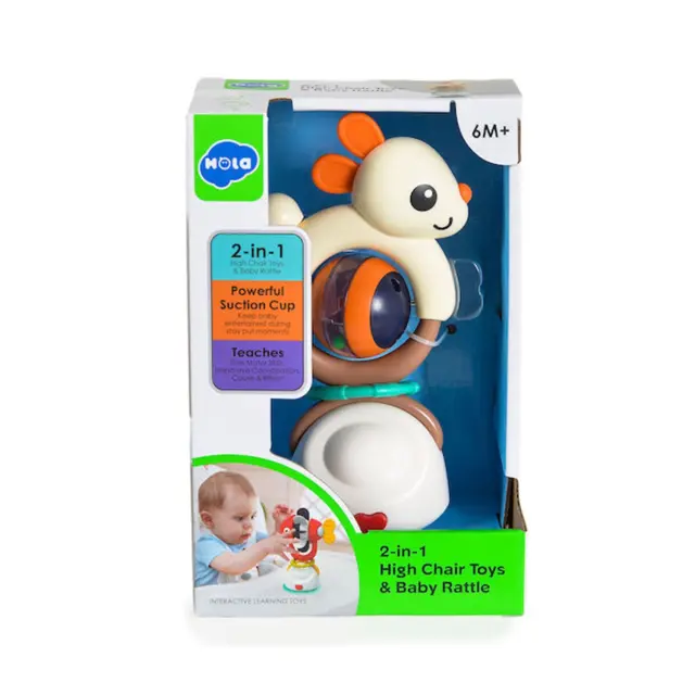 Κουδουνίστρα με βεντούζα 2 σε 1 Κουνελάκι High Chair Toys & Baby Rattle Hola E7975B 3800146223908 2