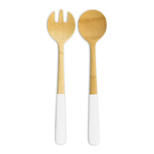 Pebbly Κουτάλες Σερβιρίσματος Σαλάτας από Bamboo 31cm White