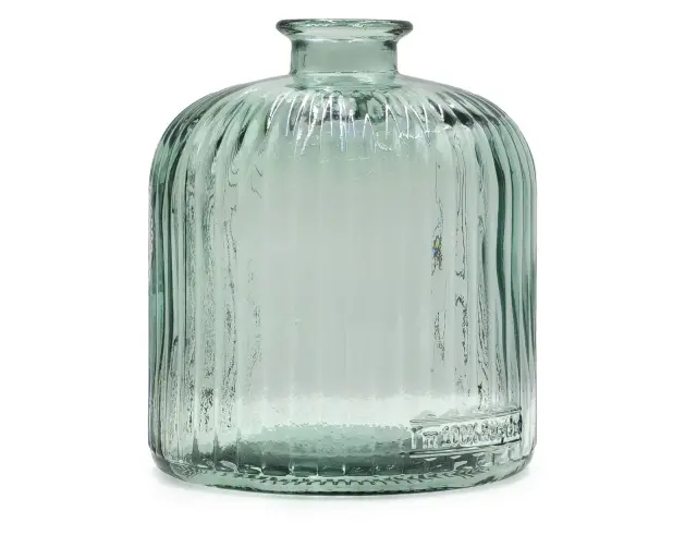 Διακοσμητικό Βάζο Glass Drops Daroca Stripe (4863DB600) Από ανακυκλωμένο γυαλί, Χωρητικότητας 1.95L, Διαστάσεων Ø 16 x Υ 18cm, Natural Green 4863DB600 2