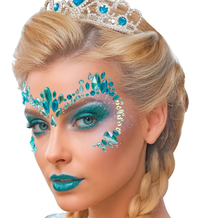 Αυτοκόλλητα Προσώπου με Κρυσταλλάκια Ice Queen (Widmann) (W-15601) 2