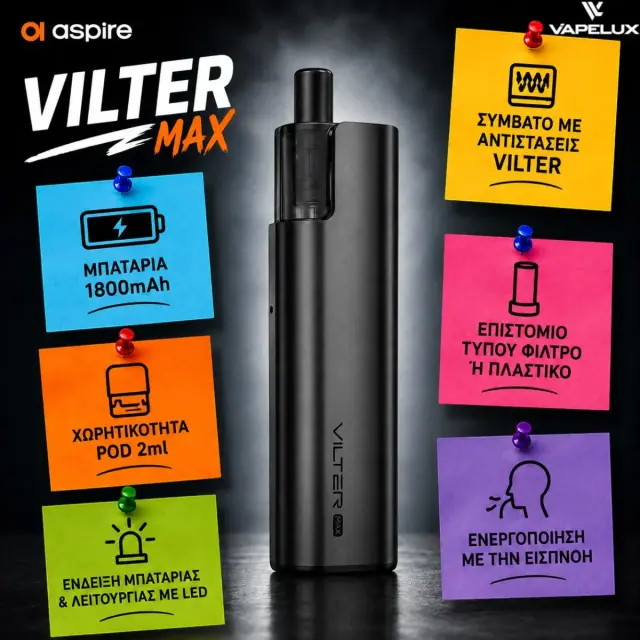 Aspire Vilter Max Pod Kit 1800mAh 2ml Titan Grey 3