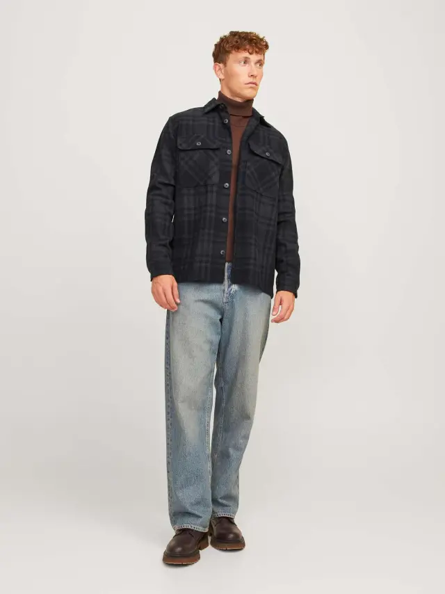 JPRRAYMOND MELANGE CHECK LS OVERSHIRT SN Black Beauty - L 2