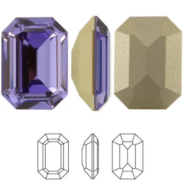 Swarovski 4610 Curved Back Octagon Fancy Stone Tanzanite 14x10mm - 2τεμ
