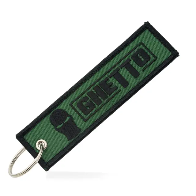 Ghetto Logo Keychain Black/Green Color | Embroidered Street Keyring
