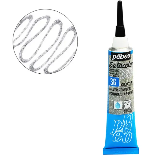 Pebeo Περίγραμμα Υφάσματος Setacolor 3D Glitter Effect - 36 Silver Powder - 20ml