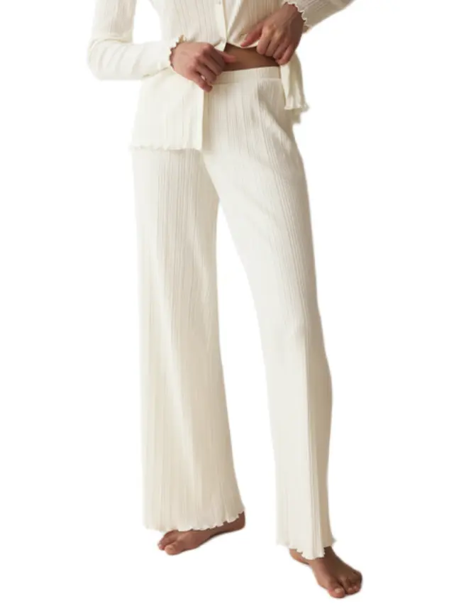 Triumph Versatile Rib Straight Trousers γυναικείο παντελόνι πυτζάμας 10229214-1 2