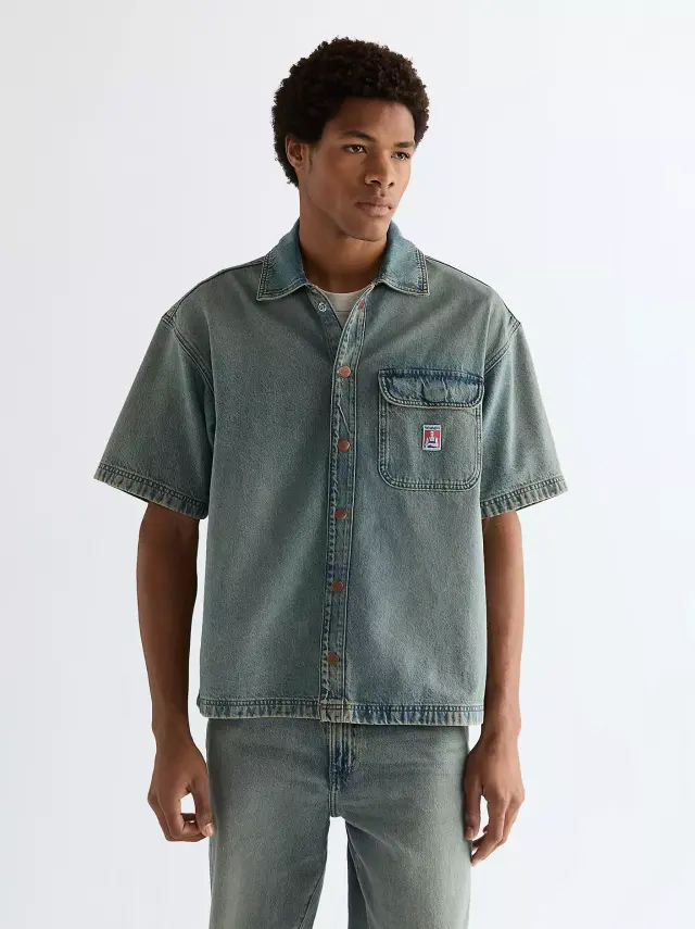 Wrangler Ανδρικό Τζιν Overshirt 112378122 – Yellow-Tint Blue - M