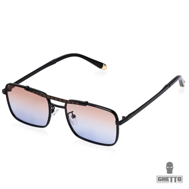 Ghetto Fashion Luxury Style Sunglasses Black Frame Unisex Brown Blue