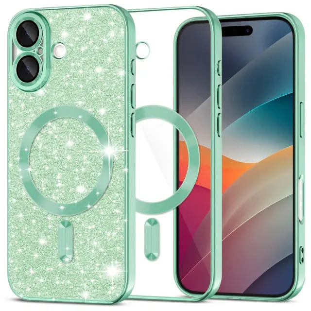 Techsuit® Luxury Glitter MagSafe Θήκη για iPhone 17- Light Green 2