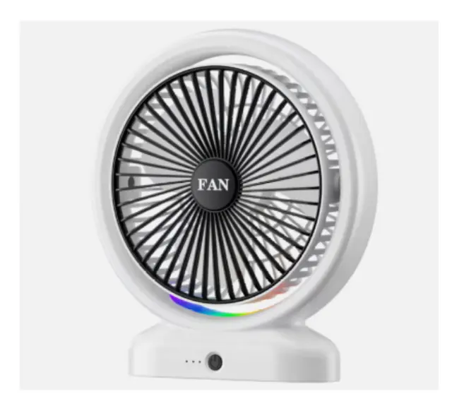 OEM Fantasy Color Circulating Fan Επαναφορτιζόμενος Επιτραπέζιος Ανεμιστήρας USB με RGB Φωτισμό, 5 Ταχύτητες + Ρυθμιζόμενη Κλίση – Λευκό Χρυσο