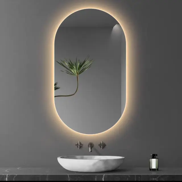 Stewehome LED Φωτισμένο Οβάλ Καθρέφτη Μπάνιου 45x85 cm 2