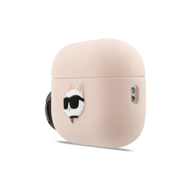 Karl Lagerfeld 3D Logo NFT Choupette Head Silicone Case for AirPods Pro 3 Pink 2