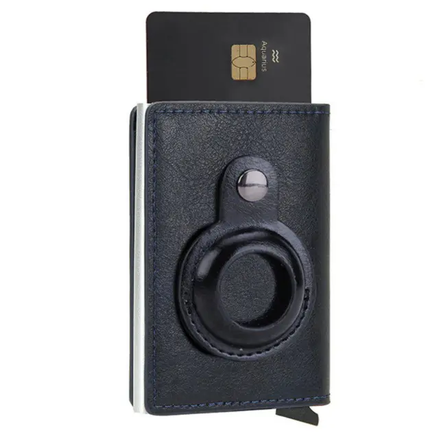 RFID Blocking Credit Card Wallet Πορτοφόλι Προστασίας Πιστωτικών Καρτών Με Θήκη Airtag - Μπλε