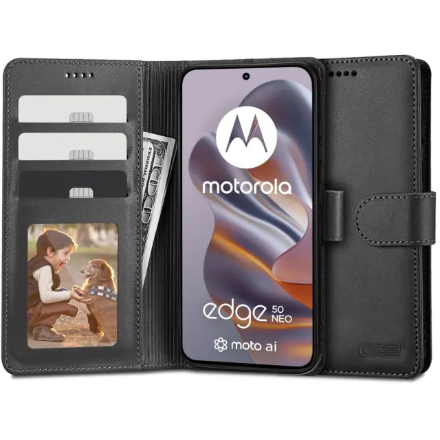 Tech-protect Wallet Motorola Edge 50 Neo / 60 Neo Black