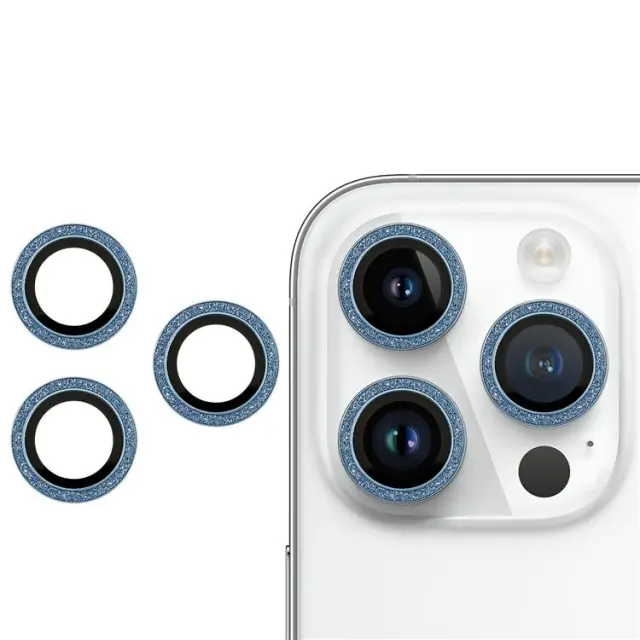 Προστασία Κάμερας για iPhone 14 Pro/14 Pro Max- 2 Set Blue Glitter