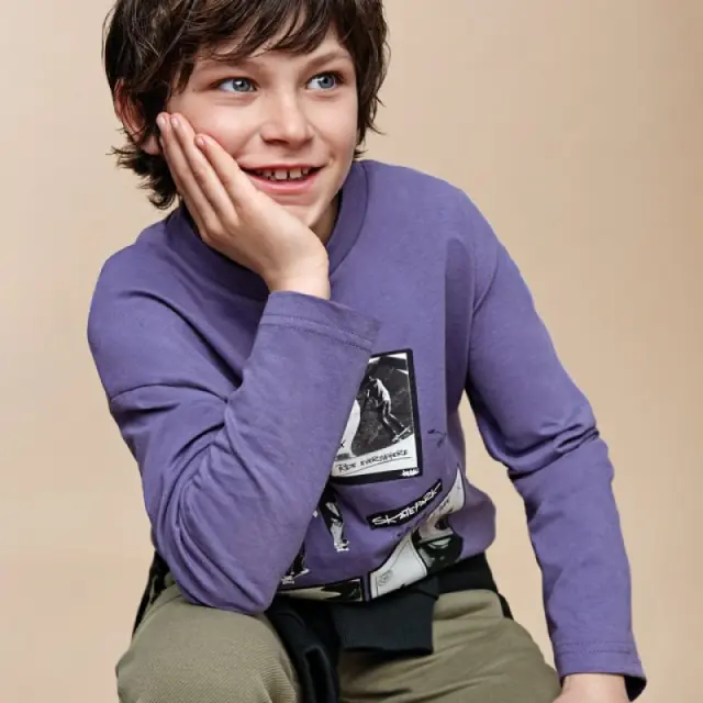 Junior 10 έως 18 ετών Μπλούζα skater Better Cotton μωβ - 18Ε