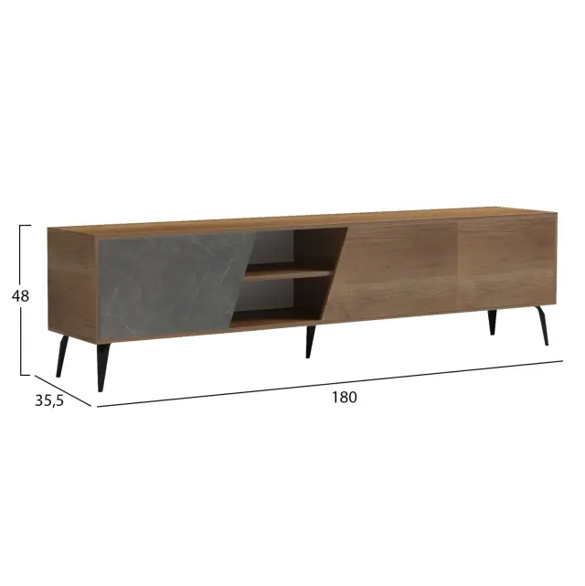 ΕΠΙΠΛΟ ΤΗΛΕΟΡΑΣΗΣ FB918374.14 ΜΕΛΑΜΙΝΗ ΦΥΣΙΚΟ-MOORE STONE 180Χ35.5Χ48Υεκ. 2