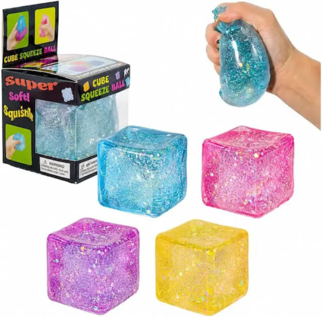 Antistress Squishy Ice Cube Glitter Slow Rising 4 χρώματα- Τυχαία επιλογή 1τεμ 89462 OEM