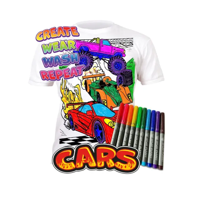 Splat Planet Πλενόμενο t-Shirt Ζωγραφικής με Μαρκαδόρους: Cars 7-8 ετών 2