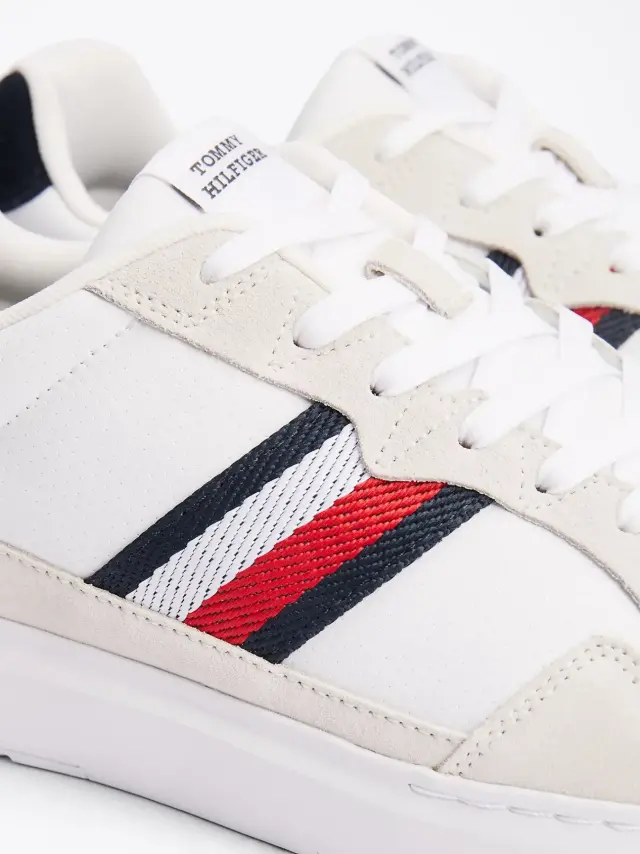 Tommy Hilfiger - Ανδρικά Sneakers Light Cupsole Lth Mix Stripes FM0FM04889-0K6 Λευκό 3