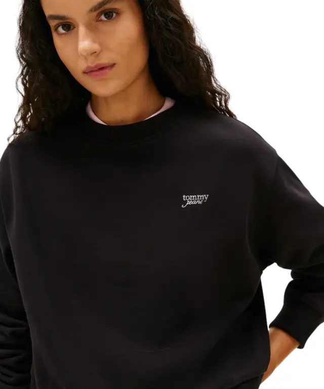 Tommy Hilfiger - Γυναικείο Φούτερ Rlx Sh Silver Script Crew Relaxed Fit DW0DW22985-BDS Μαύρο 2