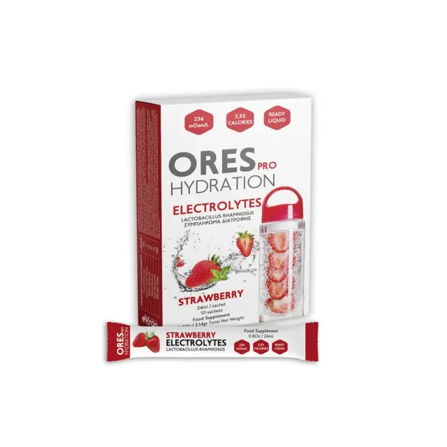 Eifron Ores Pro Hydration Electrolytes Strawberry Συμπλήρωμα Διατροφής για Επανενυδάτωση με Γεύση Φράουλα 10 φακελάκια