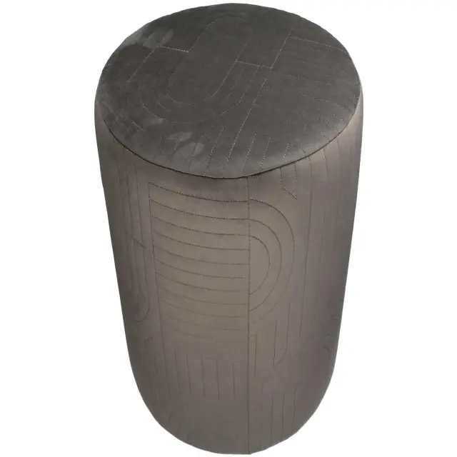 Πουφ Με Σχέδια Γκρι Βελούδο 40x40x45.5cm 2