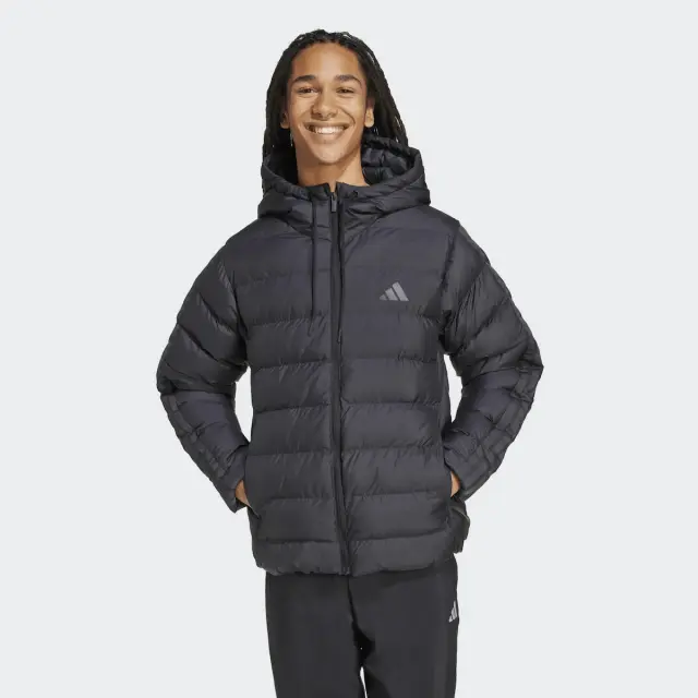 adidas Sportswear Men's Essentials 3Stripes Synthetic Down Hooded Jacket Μαύρο KE8328 (adidas Sportswear) - XXLarge