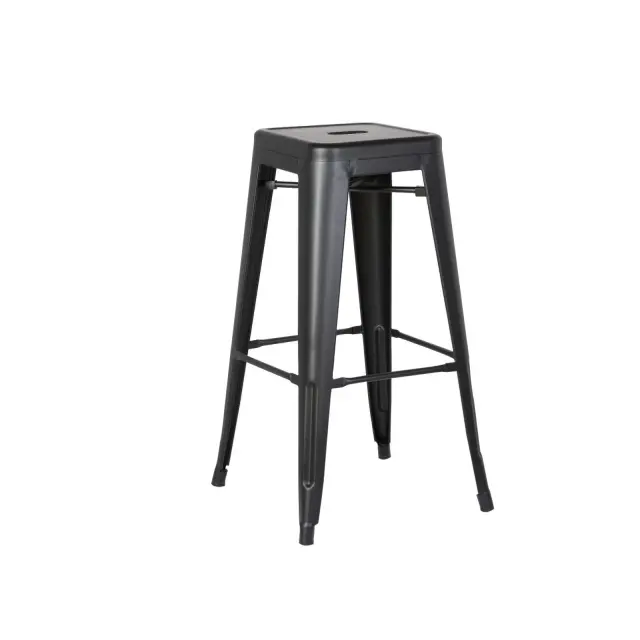 Σκαμπώ Bar RELIX Μέταλλο Μαύρο Ματ 43x43 H.76cm
