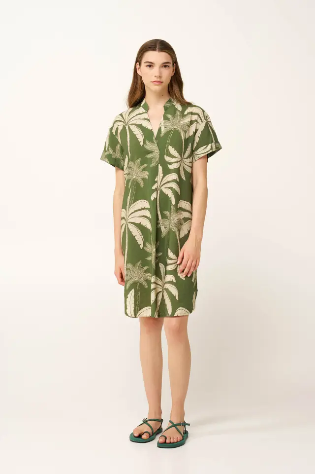 Καλοκαιρινό Tropic Φόρεμα Κοντομάνικο Vamp 24446 GREEN TREETOP 3