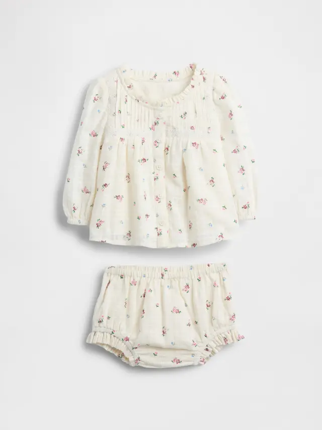 Βρεφικό Bubble Σύνολο Σετ Ivory frost floral