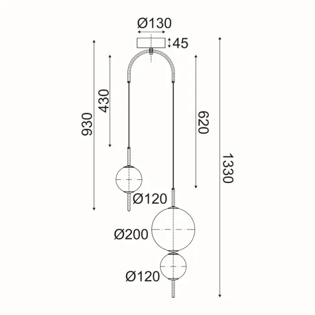 ΚΡΕΜΑΣΤΟ Φ/Σ LED 15W 3000K 1500LM AMELIA ΜΑΥΡΟ ΜΕΤ/ΚΟ+ΛΕΥΚΟ ΓΥΑΛΙ D37XH130CM / TNK323LED15P 3