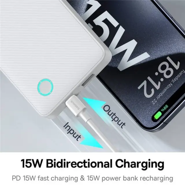 Baseus® Air Lite Power Bank 10000mAh 15W με Θύρα USB-A και Θύρα USB-C Μαύρο. 2