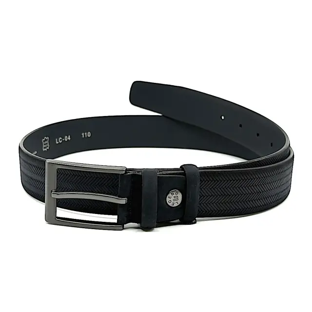 Μαύρη Δερμάτινη Ζώνη Nubuck 3,5 cm