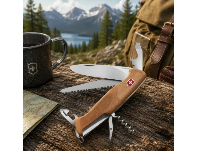 Ελβετικός Σουγιάς Victorinox Ranger 55 Wood με 10 λειτουργίες και μήκος 13cm 0.9561.63