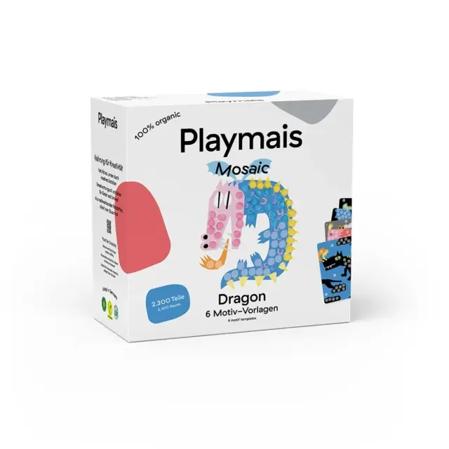 PlayMais Mosaic Κατασκευή με Σφουγγαράκια από Καλαμπόκι και Κάρτες 2.300τεμ – Δράκος (3+ ετών) PLM-160969