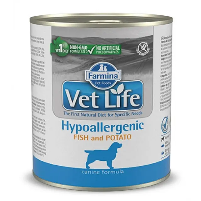 FARMINA VET LIFE HYPOALLERGENIC FISH & POTATO WET FOOD DOG 6 τεμάχια X 300GR